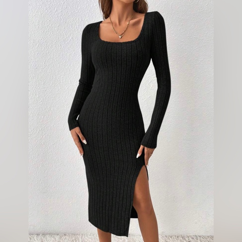 Black Slit Dress & Hair Bow *NEW*